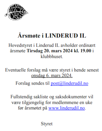 Årsmøte Linderud IL
